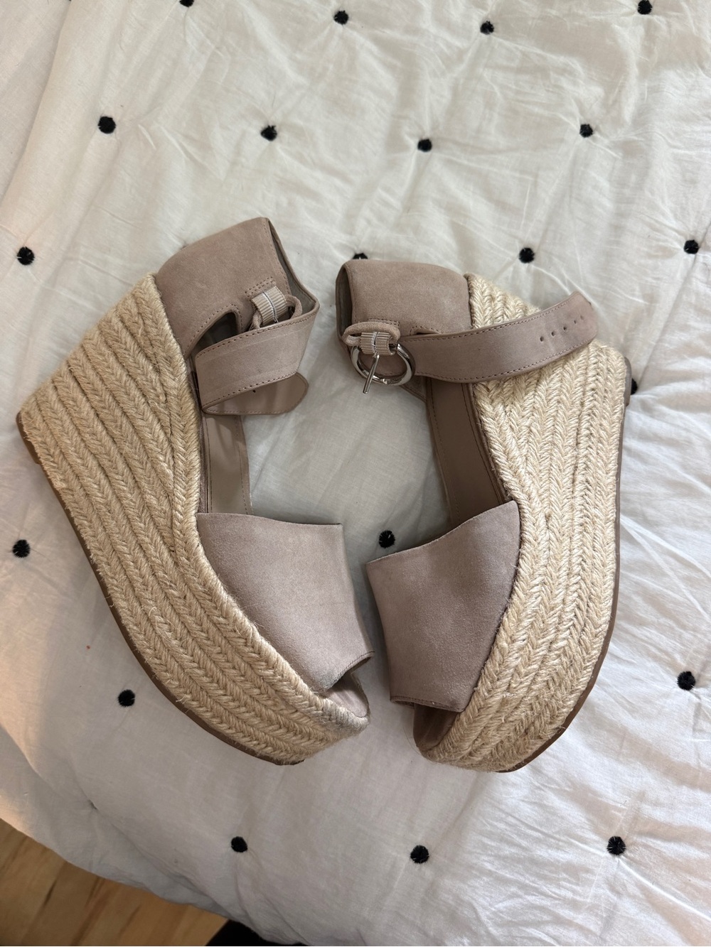 Jessica Simpson Taupe Espadrille Wedge Sandals with Ankle Strap